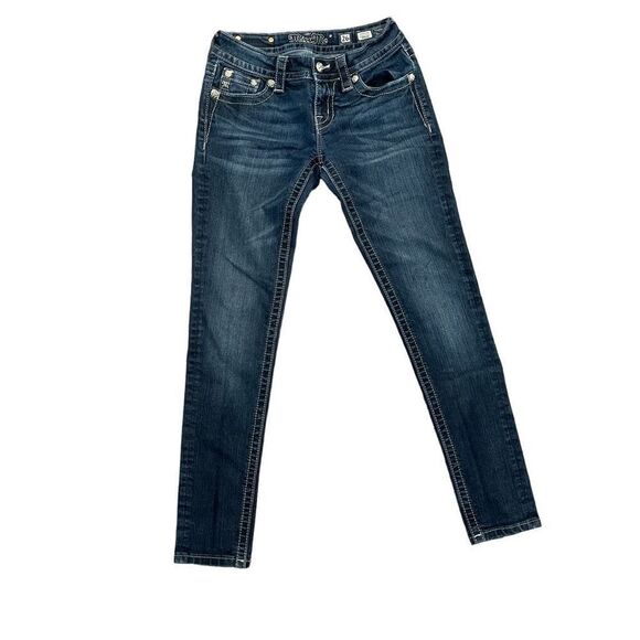 Miss Me Women's Denim Jeans Signature Skinny Sequin Beaded Pockets JP70805 Sz 26 - Picture 2 of 11